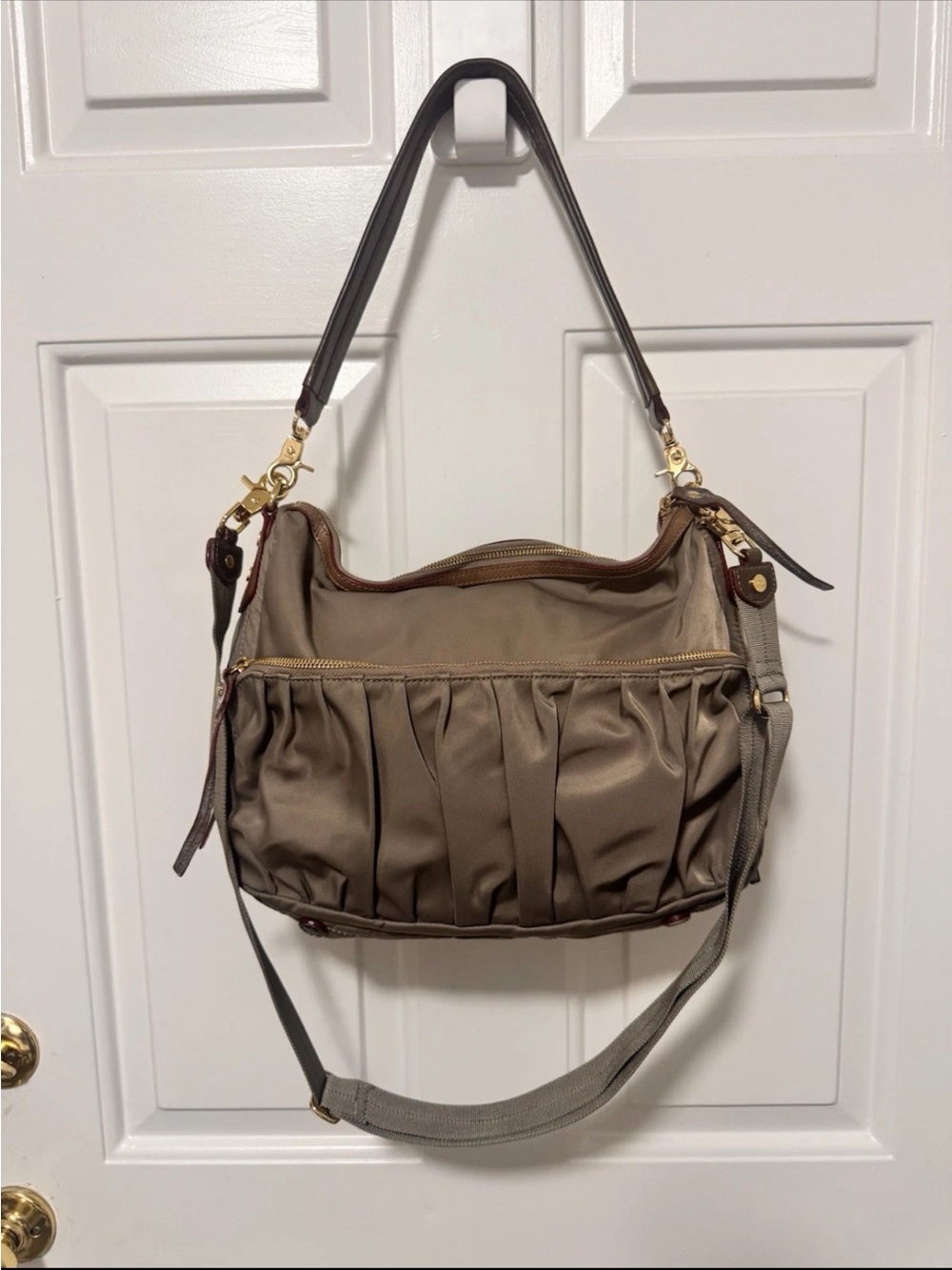 MZ Wallace Women's Paige Nylon Leather Trim Crossbody/Shoulder Bag EUC